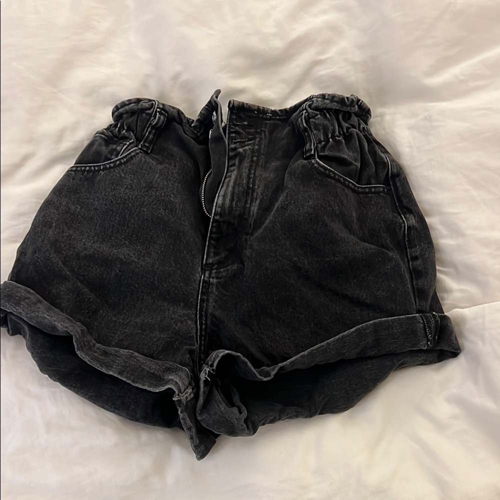 Mango Black Jean Shorts High-Waisted Relaxed Fit